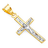 Small 14K Two-Tone Gold CZ Crucifix Pendant
