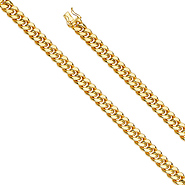 9.5mm 14K Yellow Gold Hollow Miami Cuban Chain Necklace 22-26in