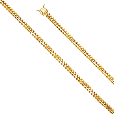5.7mm 14k Yellow Gold Hollow Miami Cuban Chain Necklace 20-26in