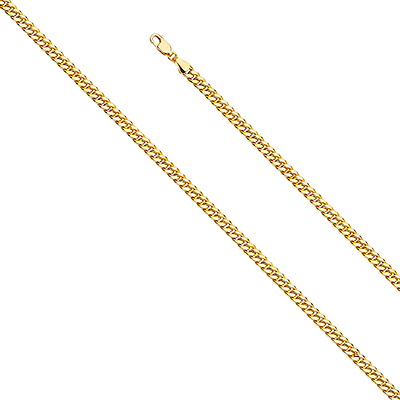 4.5mm 14K Yellow Gold Hollow Miami Cuban Chain Necklace 20-26in