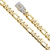 9.5mm MONACO CHAIN 14K Yellow Gold Men's  Figaro Bracelet with CZ Lock 8.5in