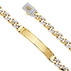 9.5mm MONACO CHAIN 14K Yellow Gold Men's  CZ Cuban Curb Bracelet with Frame ID 8.5in