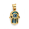 Hamsa Evil Eye Charm Pendant in 14K Yellow Gold - Mini