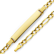4mm 14K Yellow Gold Figaro Link Rectangle ID Bracelet