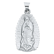 Our Lady of Guadalupe Medal Pendant in Sterling Silver - Medium