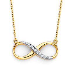 Floating Semi-Lined CZ Infinity Necklace - 14K Yellow Gold