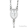 3mm Mirrorball Bead Miraculous Medal Rosary Necklace in 14K White Gold 26in thumb 1