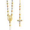 3mm Moon-Cut Bead Our Lady of Guadalupe Rosary Necklace in 14K TriGold 18in thumb 0