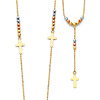 2mm Mirrorball Bead Protestant Rosary Necklace in 14K Tricolor Gold - Floating Crosses thumb 0