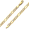 5mm 14K Two-Tone Gold White Pave Figaro Chain Link Bracelet 7.5in thumb 0
