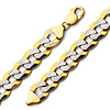 Men's 12mm 14K Two-Tone Gold White Pave Curb Cuban Link Chain Bracelet 8.5in thumb 0