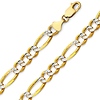 8.5mm 14K Two Tone Gold Men's Pave Figaro Link Chain Necklace 22-26in thumb 0