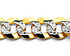 8mm  14K Two-Tone Gold White Pave Curb Cuban Link Bracelet 8.5in thumb 1
