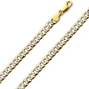 6mm 14K Two Tone Gold Men's White Pave Curb Cuban Link Chain Necklace 20-26in thumb 0