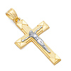 Small Contemporary Rectangular Crucifix Pendant in 14K Two-Tone Gold thumb 0