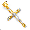 Large Trinity CZ Crucifix Pendant in 14K Two-Tone Gold thumb 0