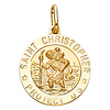Saint Christopher Round Medal Pendant in 14K Yellow Gold 20mm thumb 1