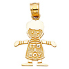 It's a Boy Charm Pendant in 14K Yellow Gold - Petite thumb 1
