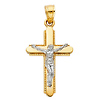 Small Milgrain Crucifix Pendant in 14K Two-Tone Gold thumb 1