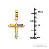 Small Multicolored Baguette CZ Cross Pendant in 14K Yellow Gold thumb 1
