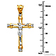 Large Trinity CZ Crucifix Pendant in 14K Two-Tone Gold thumb 1