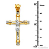 Large Trinity CZ Crucifix Pendant in 14K Two-Tone Gold thumb 1