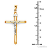 Large Rod Crucifix Necklace with Figaro Chain - 14K Two-Tone Gold 16-24in thumb 1