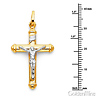 Small Tube Crucifix Pendant in 14K Two-Tone Gold thumb 2