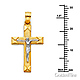 Small Contemporary Rectangular Crucifix Pendant in 14K Two-Tone Gold thumb 1