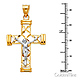 Medium Fancy Leaf Open Crucifix Pendant in 14K Two-Tone Gold thumb 1