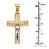 Small Weaving Heart Open Crucifix Pendant in 14K Two-Tone Gold thumb 1