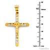 Large Floral Channel-Set CZ Crucifix Pendant in 14K Yellow Gold thumb 2