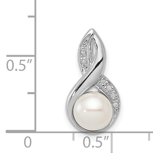 Freshwater Cultured Pearl & Diamond Infinity Pendant - Sterling Silver Slide 1