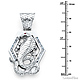 Cobra Snake Pendant with CZ Accents in Sterling Silver (Rhodium) - Medium thumb 1