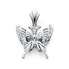 Butterfly Pendant with Round CZ Accents in Sterling Silver (Rhodium) - Small thumb 0