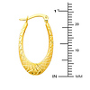 Crisscross Diamond-Cut Smooth Medium Oval Hoop Earrings - 14K Yellow Gold thumb 1