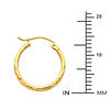 Diamond-Cut Hinge Small Hoop Earrings - 14K Yellow Gold 2mm x 0.6 inch thumb 1