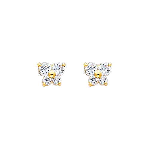 Butterfly 14K Yellow Gold CZ Month Birthstone Stud Earrings Slide 0