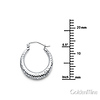 Crescent Diamond-Cut Petite Hoop Earrings - 14K White Gold 0.6 inch thumb 1
