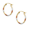 Diamond-Cut Small Oval Hoop Earrings - 14K Tricolor Gold thumb 0