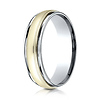 6mm 14K Two-Tone High Polished Milgrain Benchmark Wedding Ring thumb 0