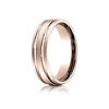 6mm 14K Rose Gold Parallel Grooves Benchmark Wedding Band thumb 0