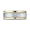 8mm 14K Two-Tone Gold Hammered Benchmark Wedding Band thumb 1