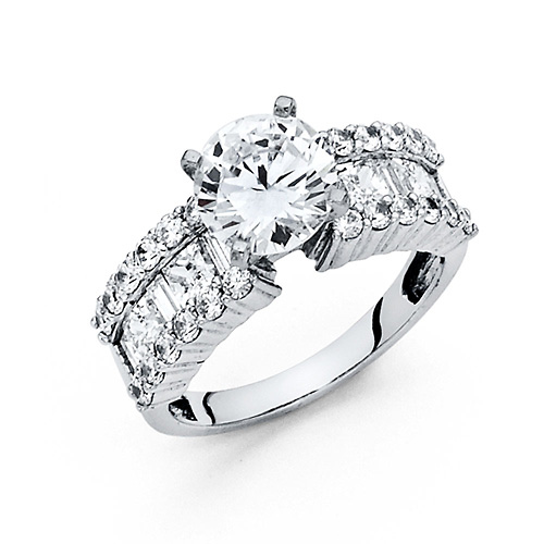 2.75-CT V-Prong Round & Princess-Cut Wedding Ring in 14K White Gold Slide 0