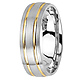 6.5mm Double Channel 14K Two Tone Gold Men's Wedding Band thumb 2