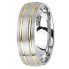 6.5mm Double Channel 14K Two Tone Gold Men's Wedding Band thumb 2