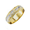 14K Two-Tone Gold 5.5mm Hand-Carved Christian Wedding Band thumb 1