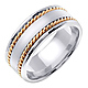 8mm Satin Center Yellow Rope Hand-Woven Wedding Ring - 14K Two-Tone Gold thumb 1