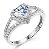 Split Shank Halo 1-CT Heart-Cut CZ Engagement Ring in 14K White Gold thumb 0