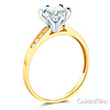 Cathedral-Set Round-Cut CZ Engagement Ring in Two-Tone 14K Yellow Gold thumb 1